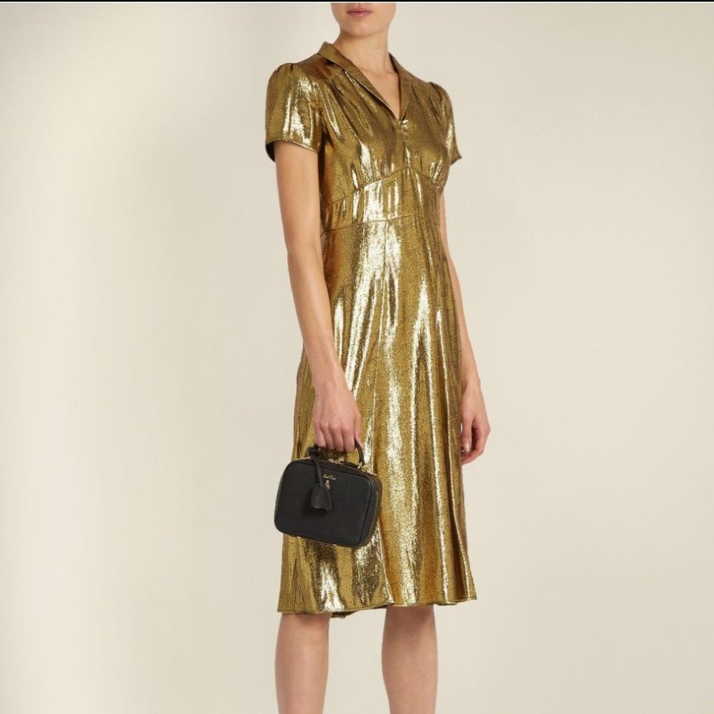 HVN Morgan gold lame dress